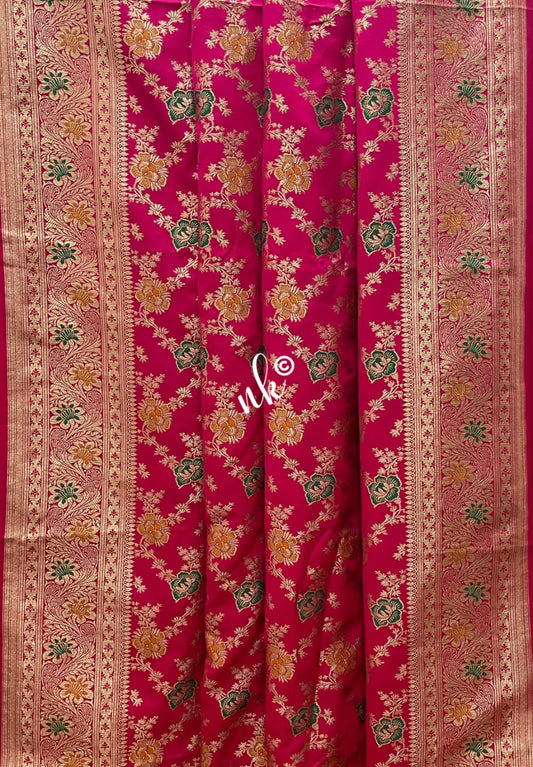 Pink floral Meenakari saree