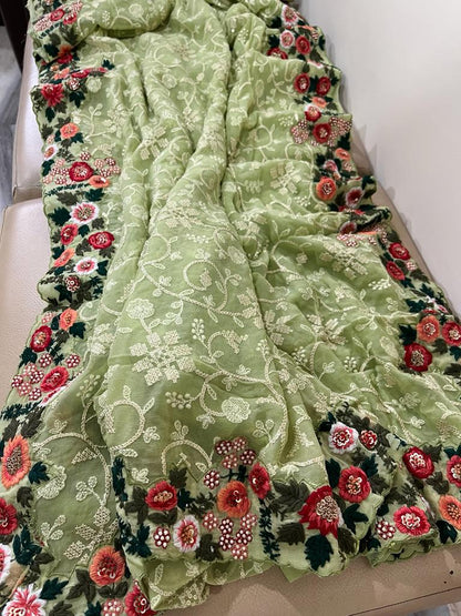 Noora chikankari Parsi inspired saree