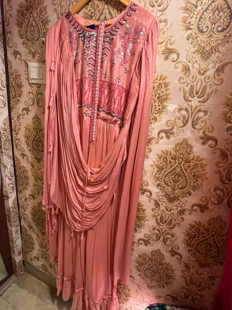 Pinalha peach indowestern dress