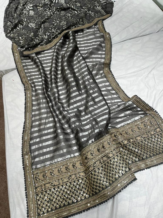 Chanderi inspired striped saree