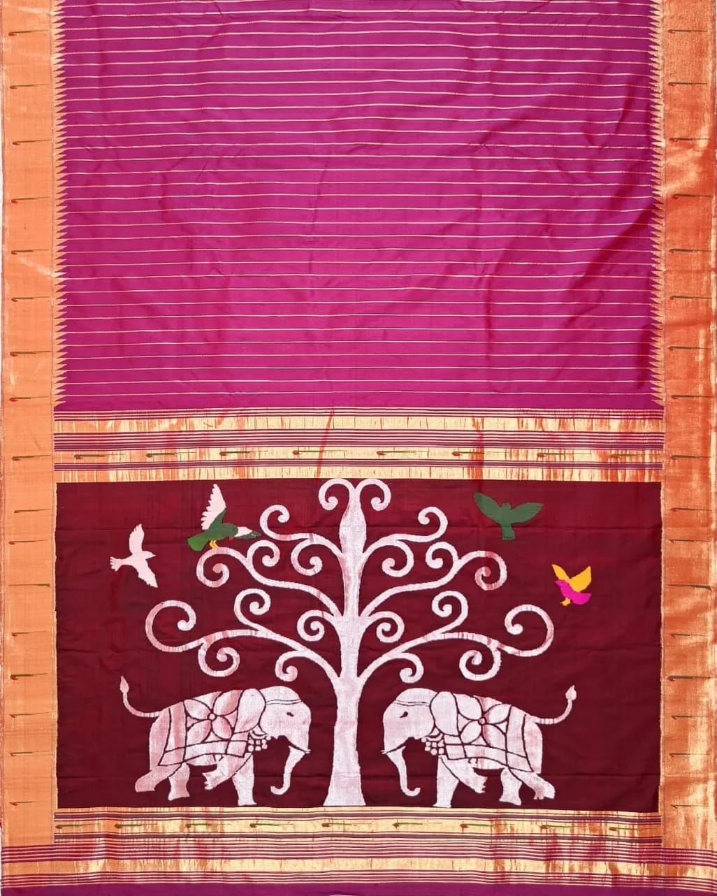 Elephant inspired silk paithani sari
