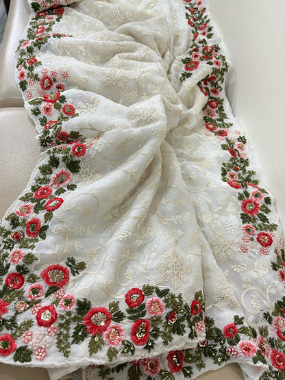 Noora chikankari Parsi inspired saree