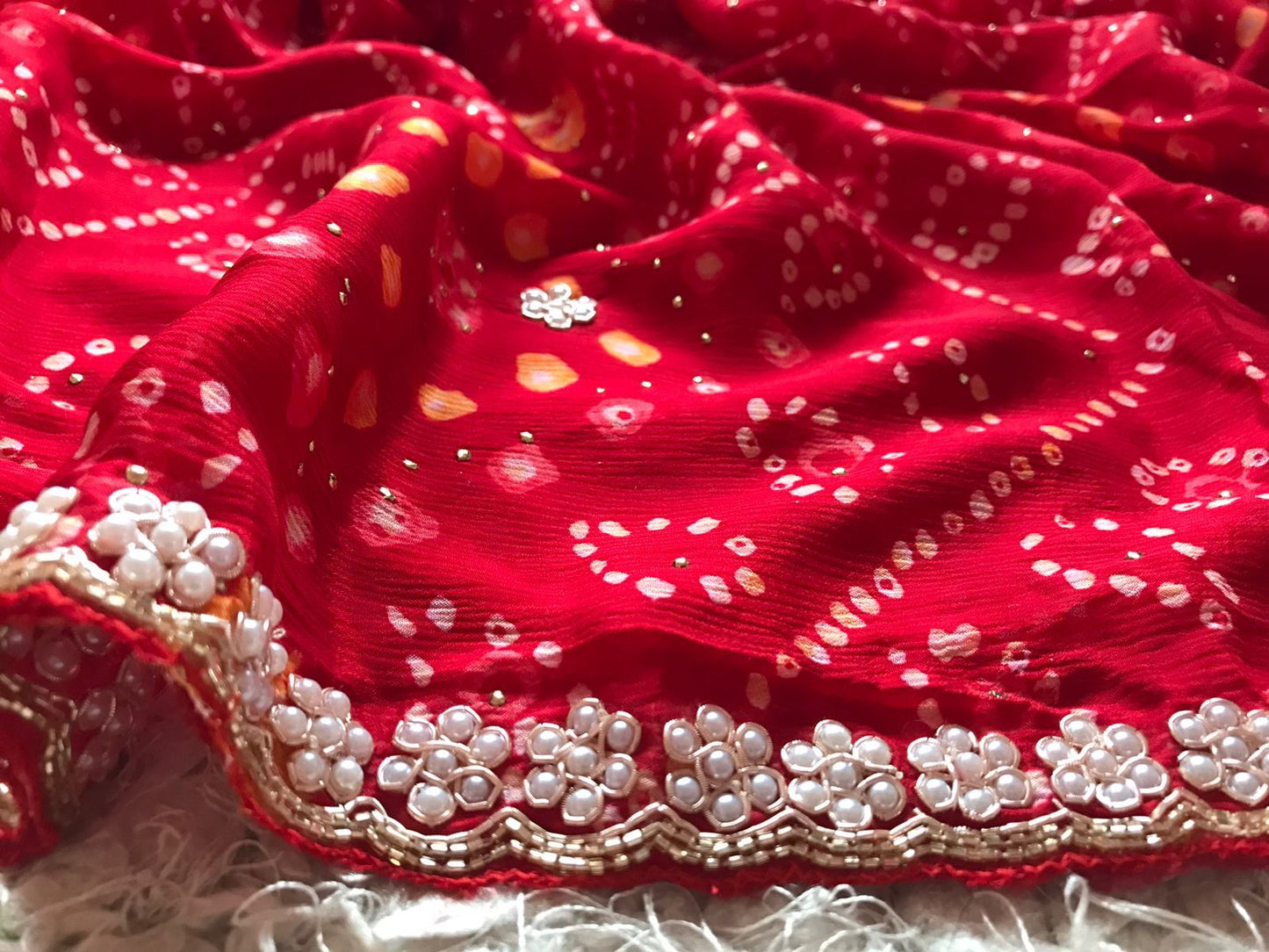 Roza bridal red bandhej saree