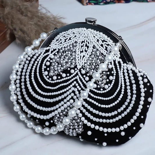 Rishika embroidered pearl clutch