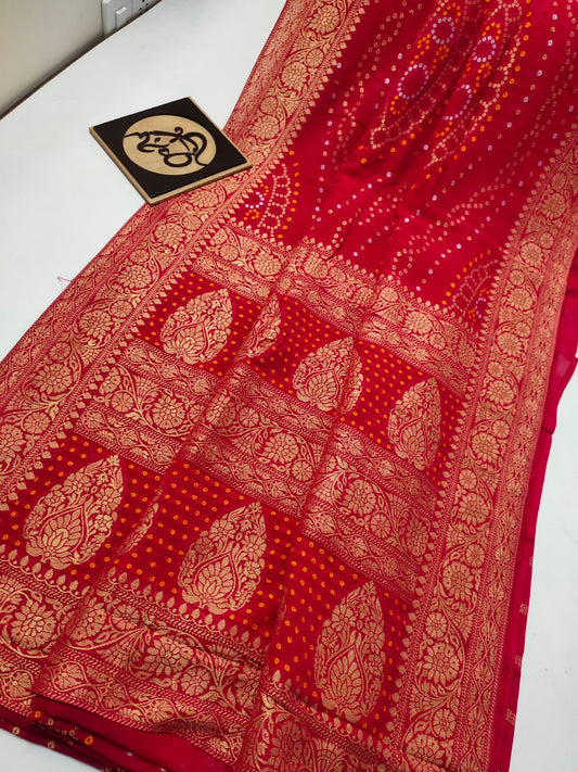 Bandhani banarsi gorgette saree