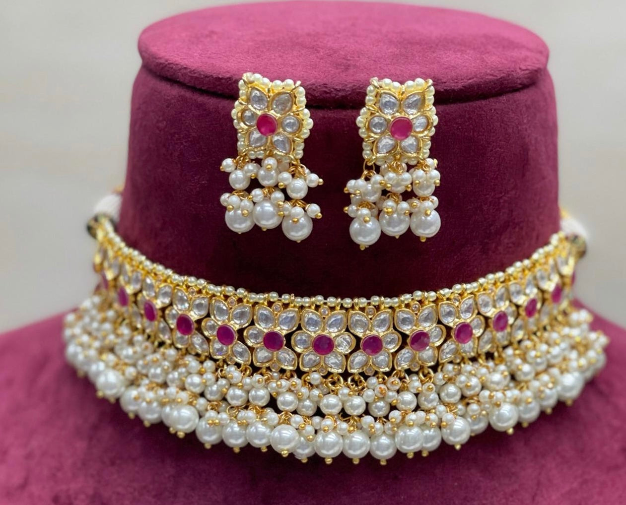 Pearl Kundan choker set