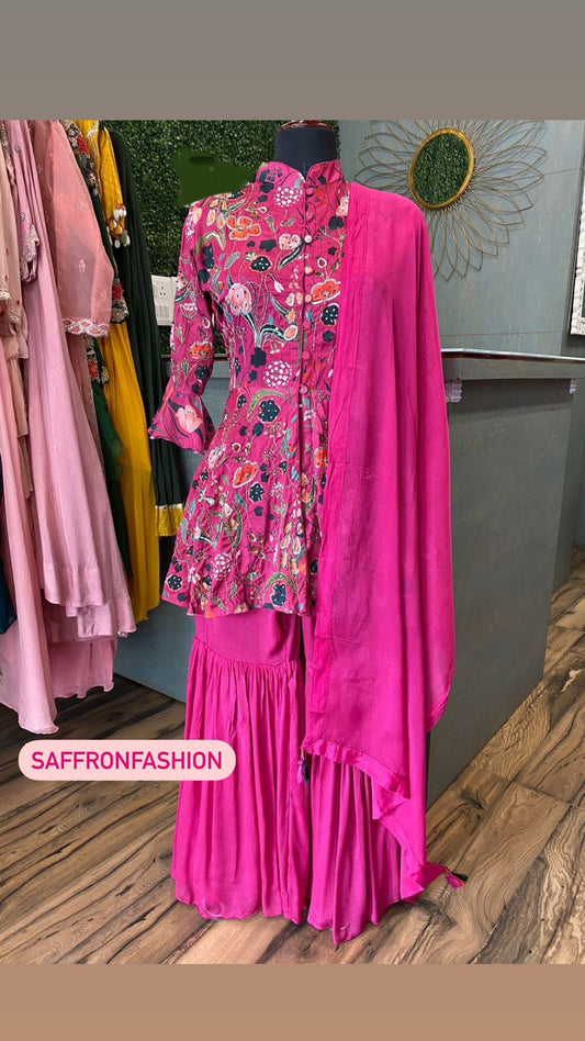Pink indowestern peplum dress
