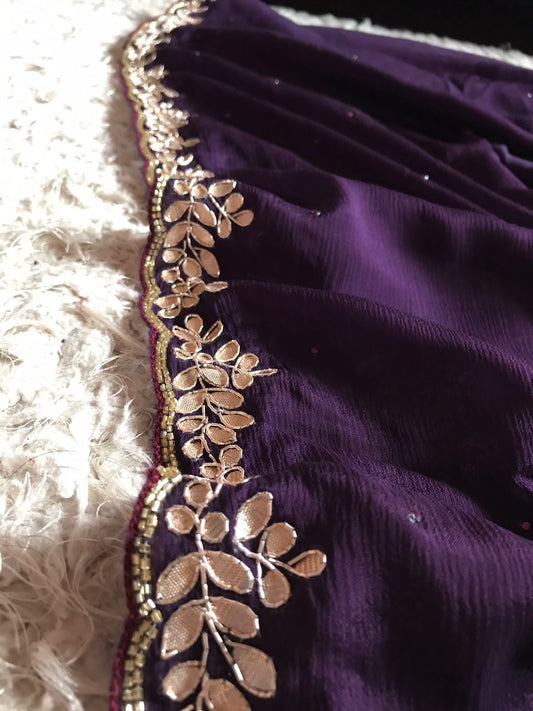 Purple vogue partywear saree