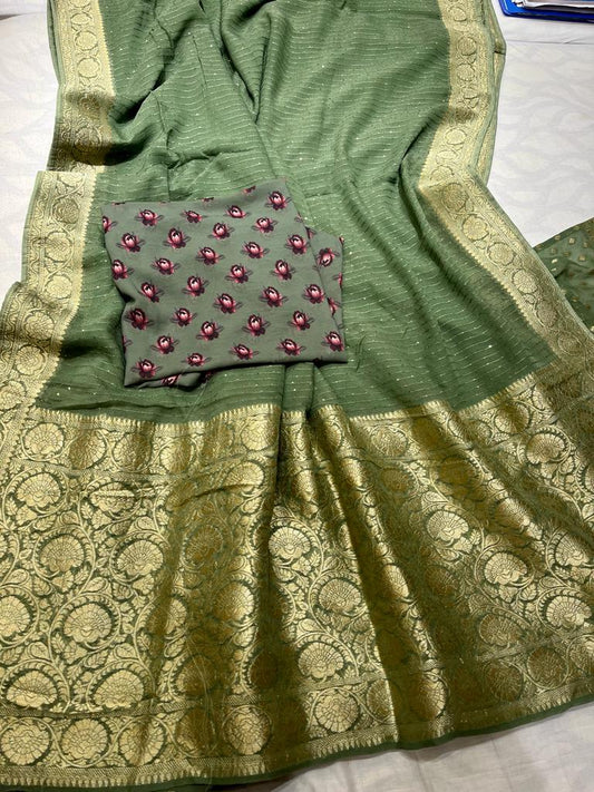 Pivasha khaddi gorgette saree