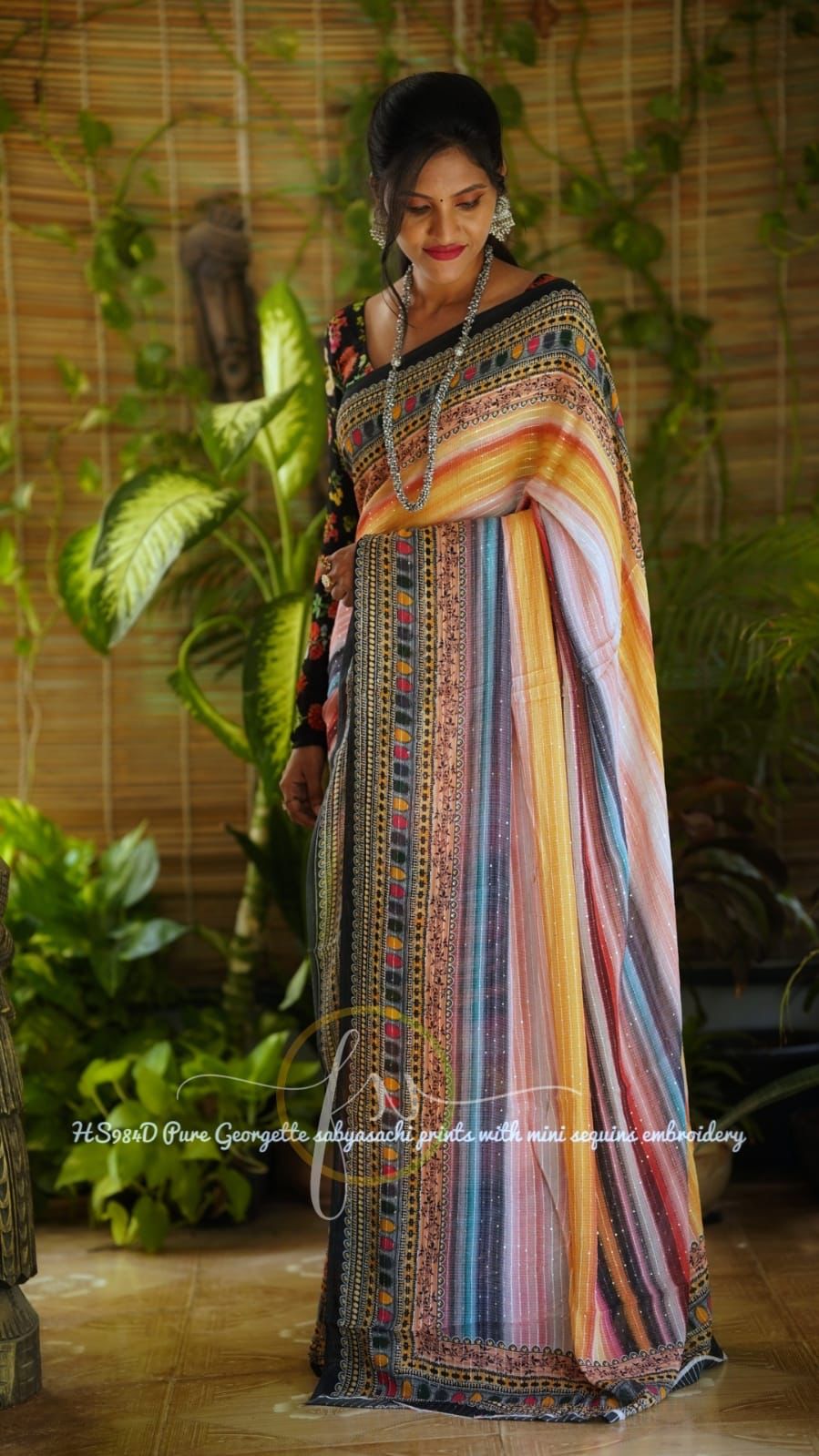 Printed styled gorgette saree