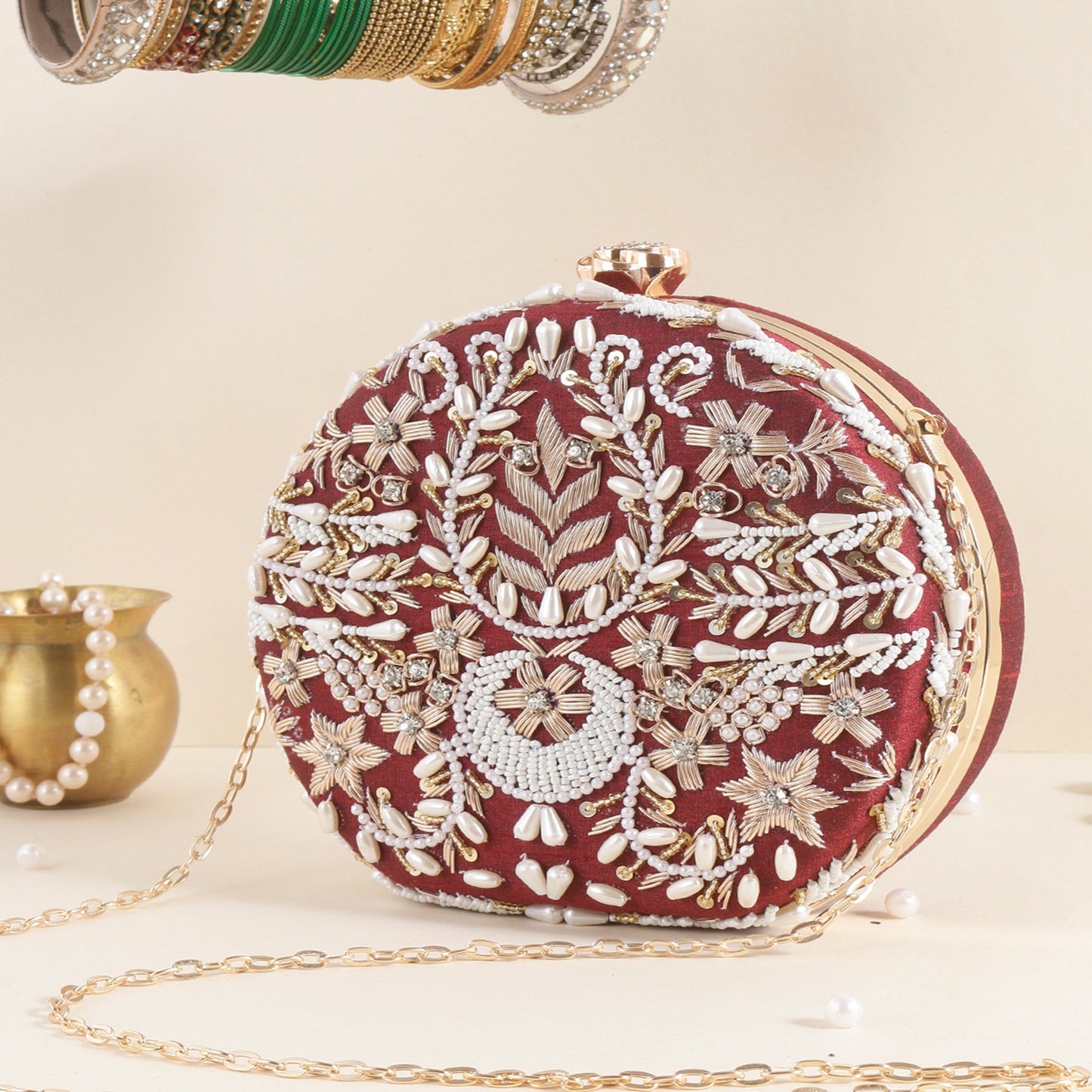 Susan embroidered clutch bag