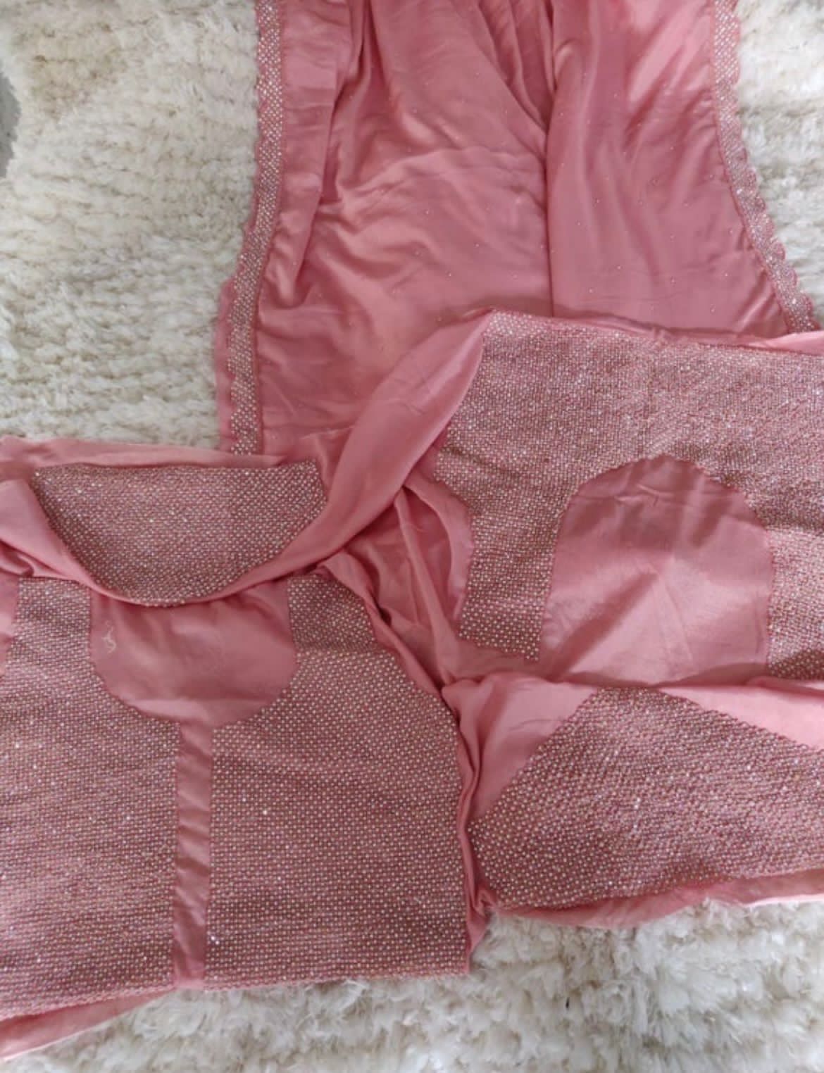 Pink chinon partywear saree