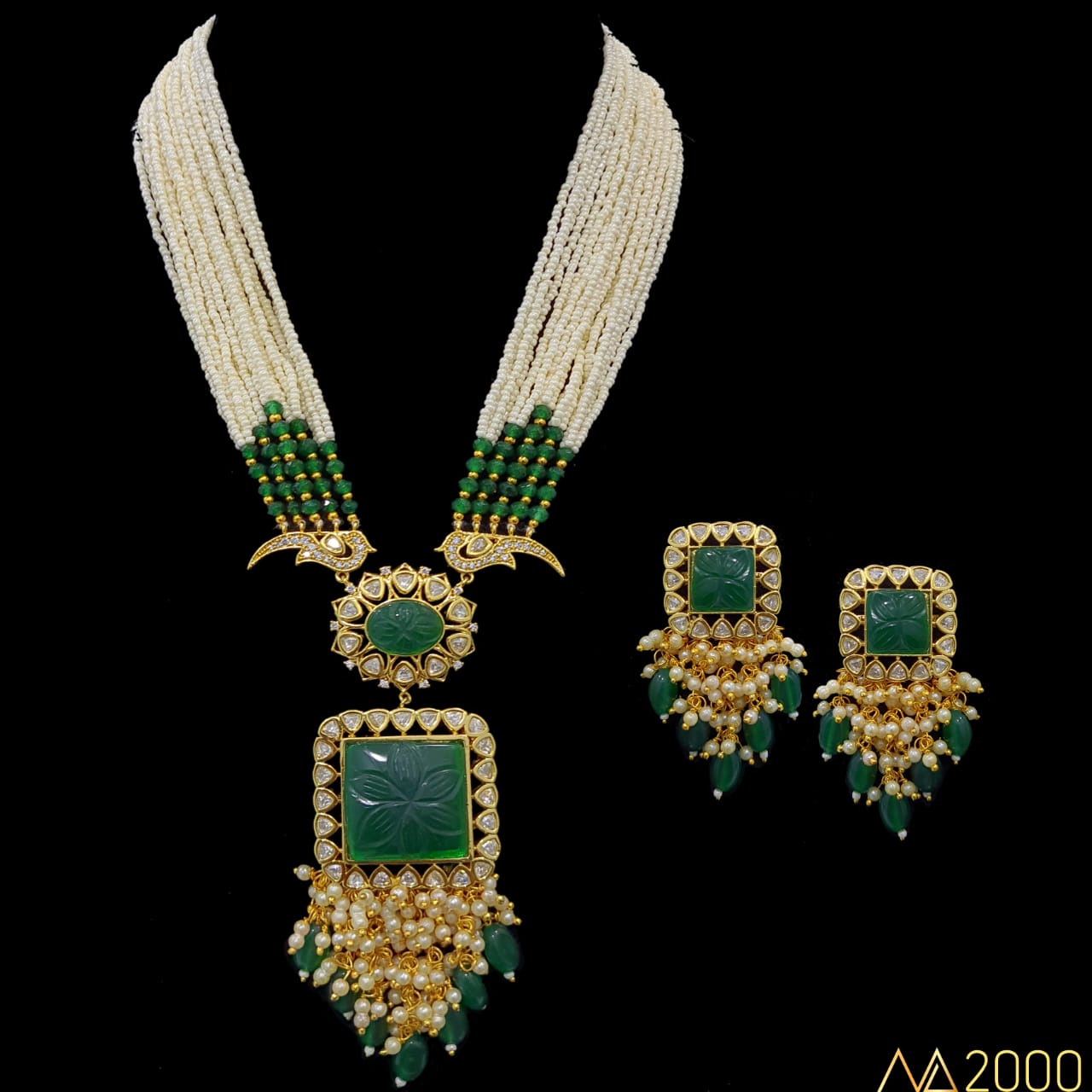 Sangvi Pearl stone necklace set