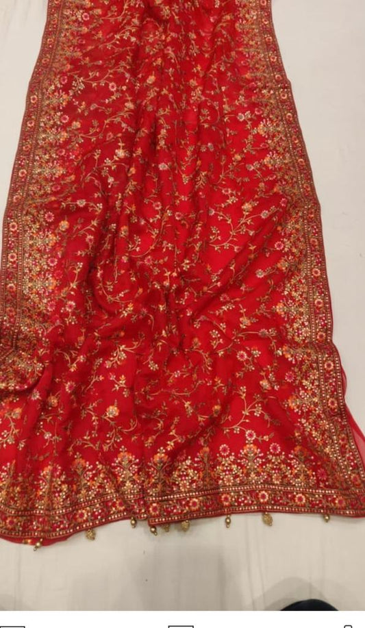 Red Kashmiri inspired saree