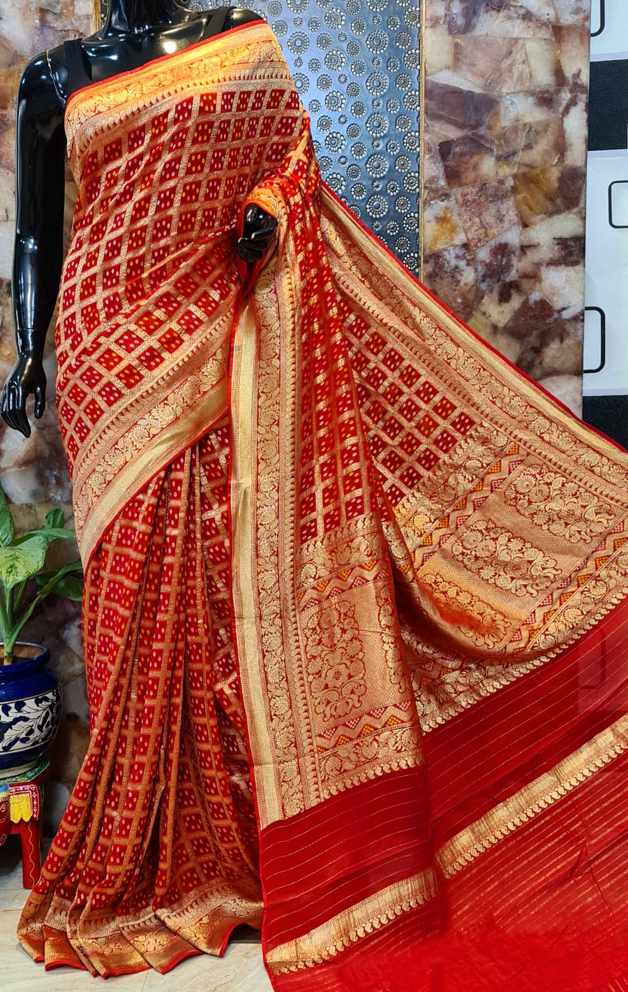 Bandhani gorgette saree