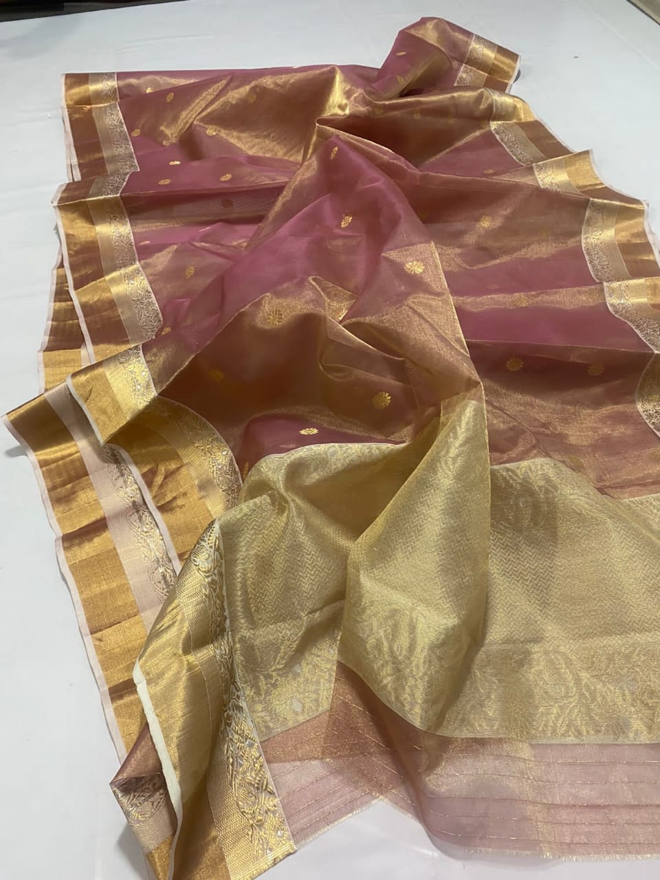 Pure Chanderi Cotton Silk Tissue Saree – www.vannamayil.com