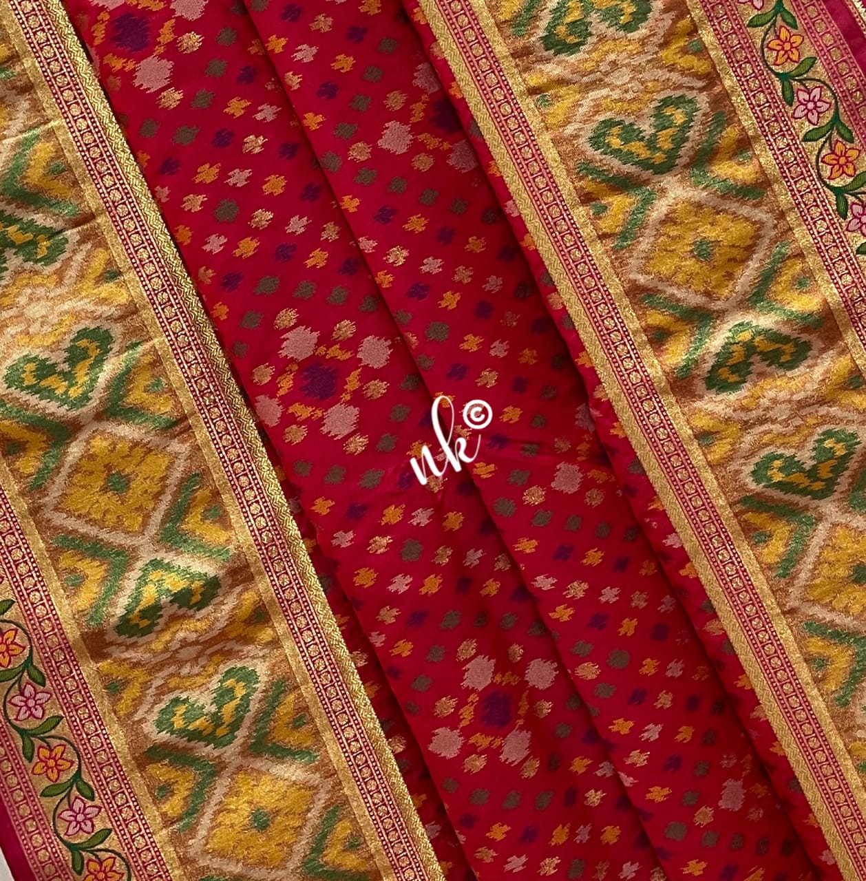 Traditional Navrtna Single Ikat Rajkot Patola Saree – Rathod Patola