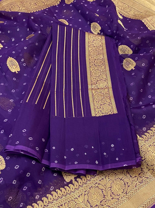 Purple Banarasi organza saree