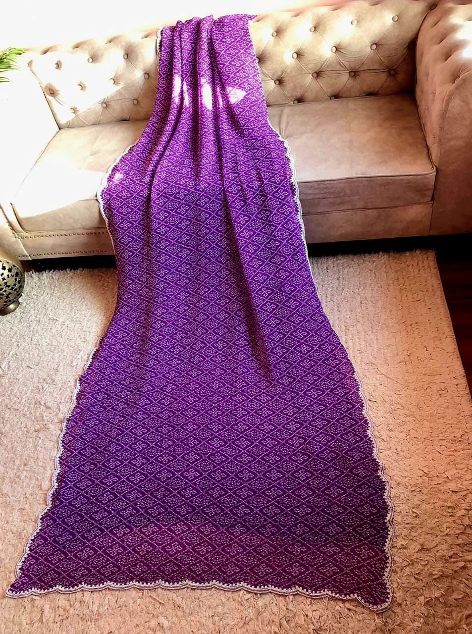 Purple bandhej saree