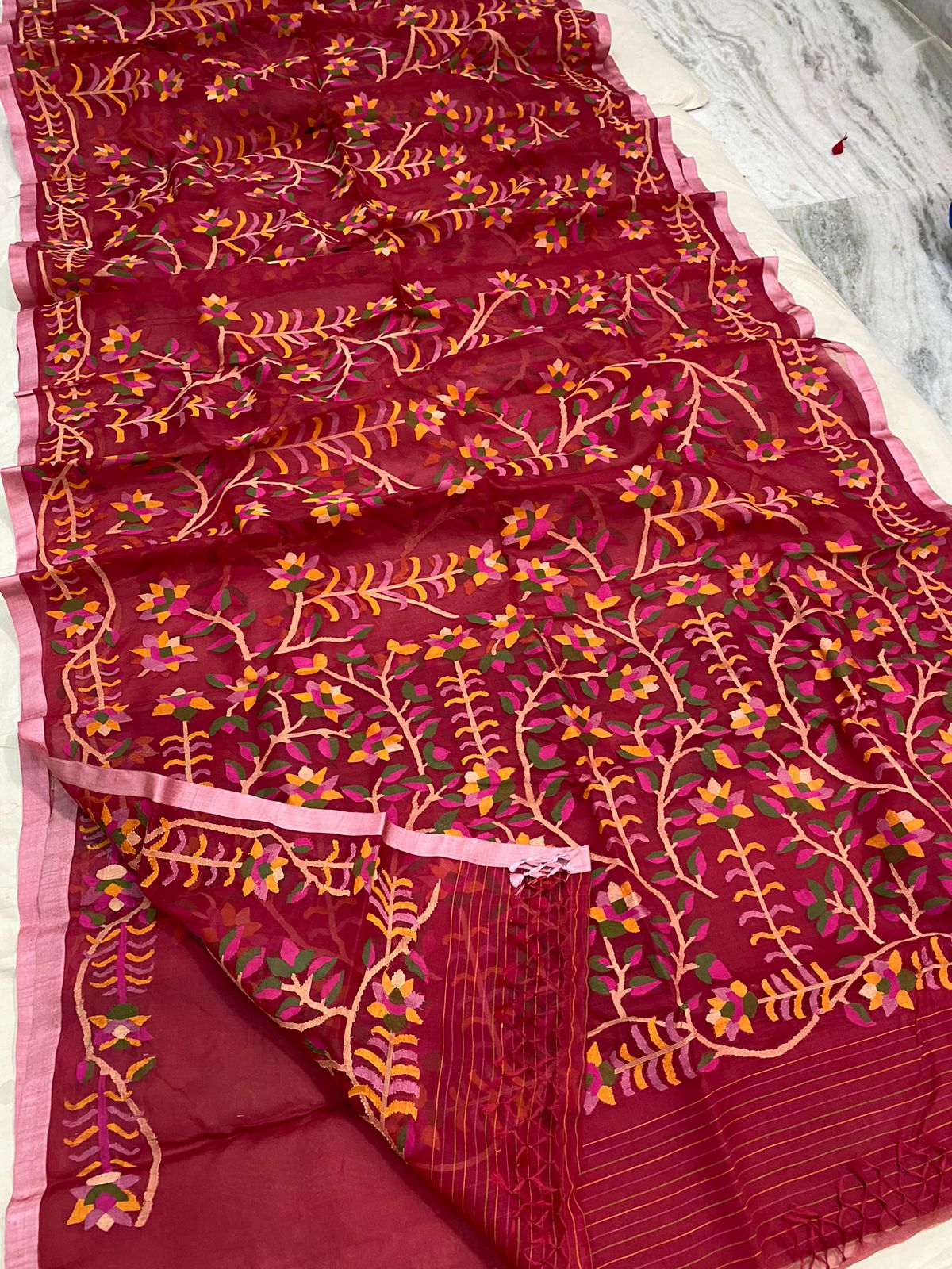 Ninja muslin handwoven jamdani saree