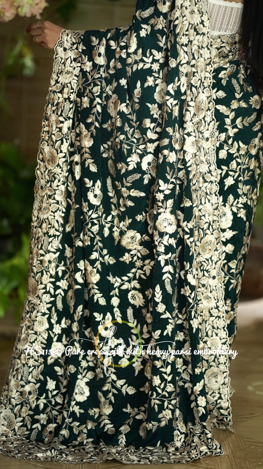 Blossom embroidered organza saree