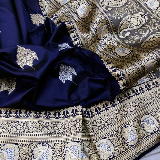 Royal blue Katan silk saree