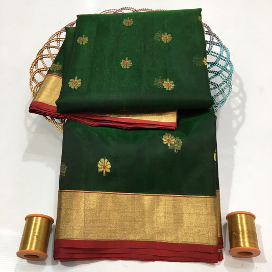 Emerald Chanderi saree