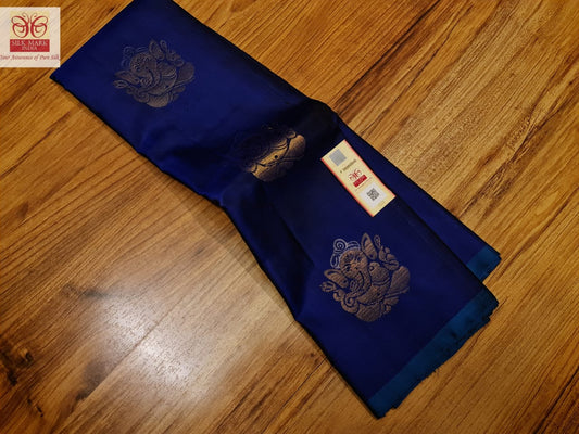 Blue Ganesha inspired kanjivaram saree