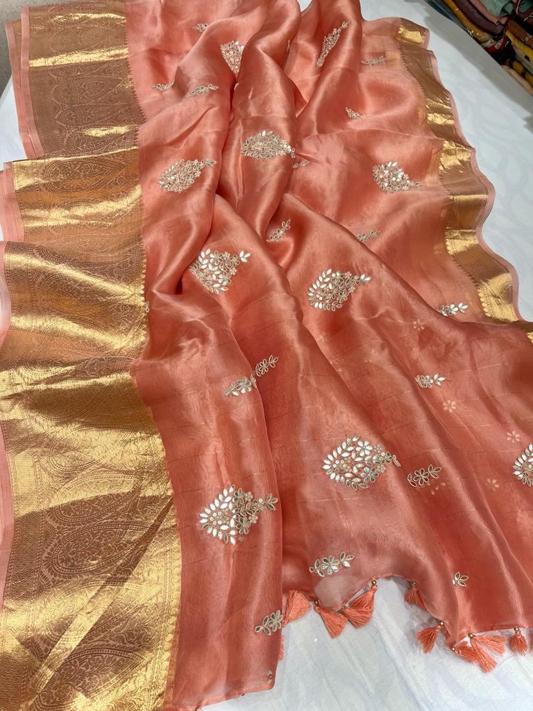 Big border kanchi organza sarees