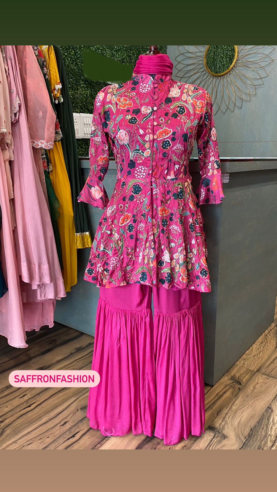 Pink indowestern peplum dress